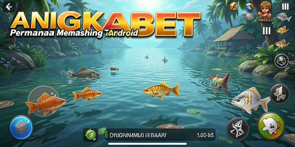 Screenshot gameplay ANGKABET dengan tampilan memancing yang menawan.