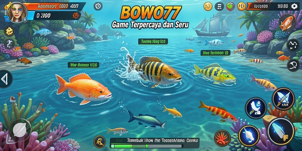 Screenshot utama BOWO77 menampilkan aksi seru dalam permainan Tembak Ikan.