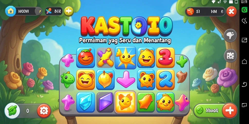 Tampilan menarik dari gameplay KASTOTO yang penuh tantangan Match-3.