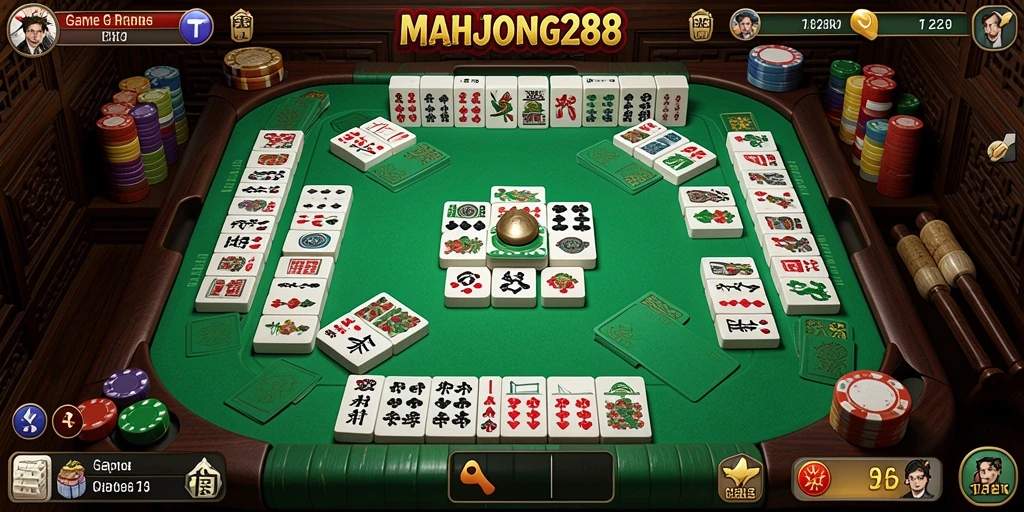 Screenshot gameplay MAHJONG288 yang menunjukkan keseruan bermain Gaple.