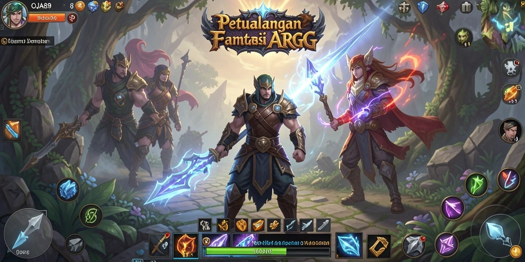 Tampilan aksi seru dalam OJA89 saat karakter bertarung melawan monster.